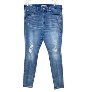 Pacsun Whiskered Stacked Skinny Jeans Mens 34x32 Distressed Ripped Grunge Skater